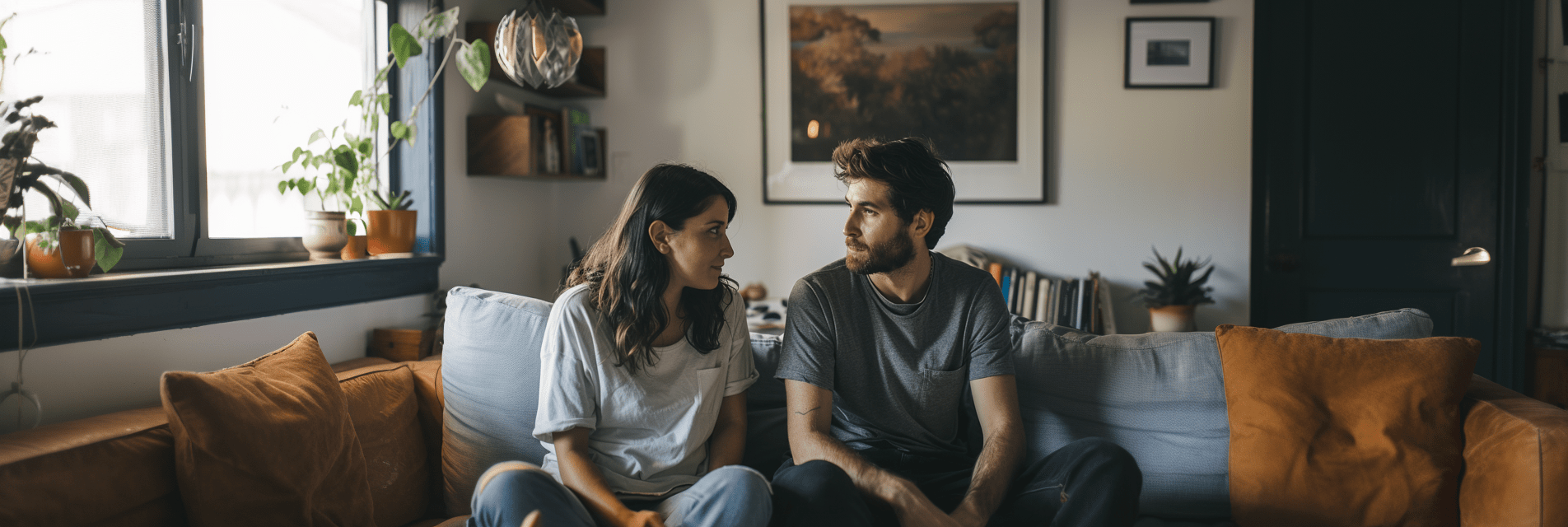 couple assis sur un canapé