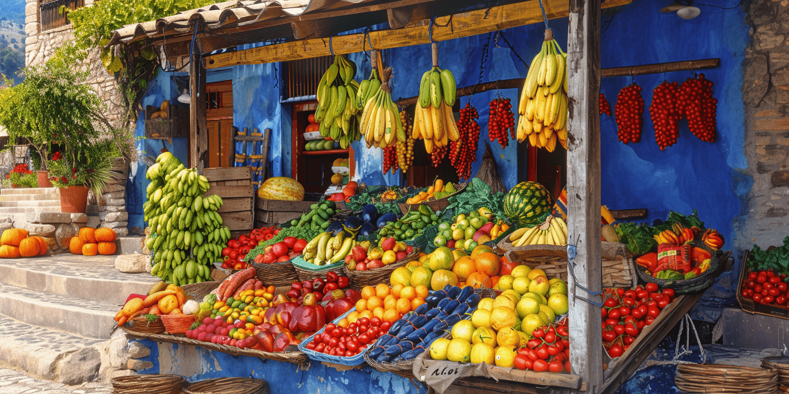 étalage de fruits et légumes